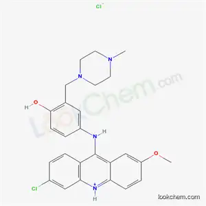 Molecular Structure of 500565-15-1 (6-chloro-9-({4-hydroxy-3-[(4-methylpiperazin-1-yl)methyl]phenyl}amino)-2-methoxyacridinium chloride)