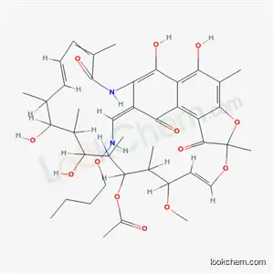 Molecular Structure of 38128-83-5 ((8Z,24E)-8-[(butoxyamino)methylidene]-5,6,17,19-tetrahydroxy-23-methoxy-2,4,12,16,18,20,22-heptamethyl-1,9,11-trioxo-1,2,8,9-tetrahydro-2,7-(epoxypentadeca[1,11,13]trienoimino)naphtho[2,1-b]furan-21-yl acetate)