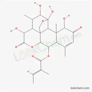 Molecular Structure of 70993-79-2 ((1beta,6alpha,12alpha,15beta)-1,11,12,15-tetrahydroxy-2,16-dioxo-11,20-epoxypicras-3-en-6-yl (2E)-2-methylbut-2-enoate)