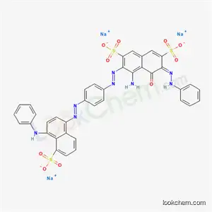 4-アミノ-5-ヒドロキシ-3-[4-[(4-アニリノ-5-ソジオオキシスルホニル-1-ナフチル)アゾ]フェニルアゾ]-6-フェニルアゾ-2,7-ナフタレンジスルホン酸ジナトリウム