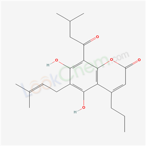4-Propyl-5,7-dihydroxy-6-(3-methyl-2-butenyl)-8-(3-methylbutyryl)-2H-1-benzopyran-2-one