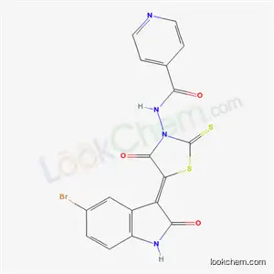 N-[5-(5-ブロモ-1,2-ジヒドロ-2-オキソ-3H-インドール-3-イリデン)-4-オキソ-2-チオキソチアゾリジン-3-イル]-4-ピリジンカルボアミド