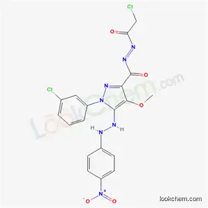 2-chloro-1-[(E)-({1-(3-chlorophenyl)-4-methoxy-5-[2-(4-nitrophenyl)hydrazinyl]-1H-pyrazol-3-yl}carbonyl)diazenyl]ethanone