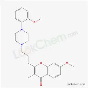 Molecular Structure of 69103-91-9 (7-methoxy-2-{3-[4-(2-methoxyphenyl)piperazin-1-yl]propyl}-3-methyl-4H-chromen-4-one)