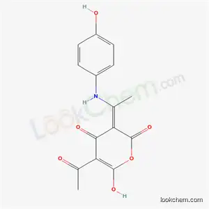 Molecular Structure of 59256-99-4 ((3E)-5-acetyl-6-hydroxy-3-{1-[(4-hydroxyphenyl)amino]ethylidene}-2H-pyran-2,4(3H)-dione)