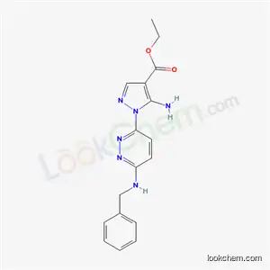 1H-Pyrazole-4-carboxylic acid, 5-amino-1-(6-((phenylmethyl)amino)-3-pyridazinyl)-, ethyl ester