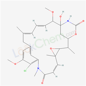 Maytansine, 3-de(2-(acetylmethylamino)-1-oxopropoxy)-2,3-didehydro-, (2E)- cas  52978-28-6