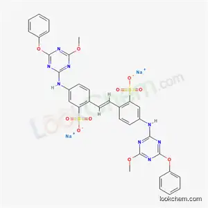 2,2′-(1,2-エテンジイル)ビス[5-[(4-メトキシ-6-フェノキシ-1,3,5-トリアジン-2-イル)アミノ]ベンゼンスルホン酸]ジナトリウム