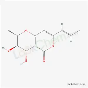 Molecular Structure of 65647-66-7 ((2S)-3,4-Dihydro-3α,4β-dihydroxy-2β-methyl-7-[(E)-1-propenyl]-2H,5H-pyrano[4,3-b]pyran-5-one)