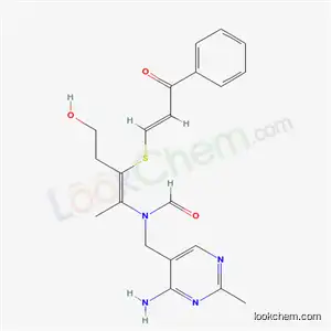 Molecular Structure of 7631-61-0 (N-[(4-Amino-2-methyl-5-pyrimidinyl)methyl]-N-[2-[(2-benzoylvinyl)thio]-4-hydroxy-1-methyl-1-butenyl]formamide)