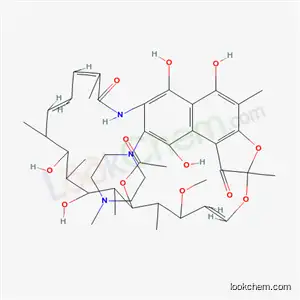 Molecular Structure of 17555-08-7 ((14E,24E)-5,6,9,17,19-pentahydroxy-23-methoxy-2,4,12,16,18,20,22-heptamethyl-8-(4-methylpiperazin-1-yl)-1,11-dioxo-1,2-dihydro-2,7-(epoxypentadeca[1,11,13]trienoimino)naphtho[2,1-b]furan-21-yl acetate)