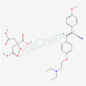 (Z)-3-[4-(2-diethylaminoethoxy)phenyl]-2-(4-methoxyphenyl)prop-2-enenitrile; 2-hydroxypropane-1,2,3-tricarboxylic acid cas  1182-31-6