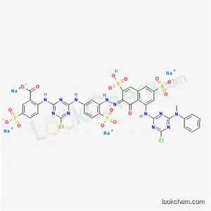 2-[[4-クロロ-6-[[3-[[8-[[4-クロロ-6-(メチルフェニルアミノ)-1,3,5-トリアジン-2-イル]アミノ]-1-ヒドロキシ-3,6-ジスルホ-2-ナフタレニル]アゾ]-4-スルホフェニル]アミノ]-1,3,5-トリアジン-2-イル]アミノ]-5-スルホ安息香酸/ナトリウム,(1:4)