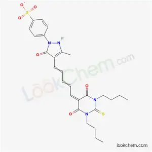 4-[4-[5-(1,3-ジブチルヘキサヒドロ-4,6-ジオキソ-2-チオキソピリミジン-5-イル)-2,4-ペンタジエニリデン]-4,5-ジヒドロ-3-メチル-5-オキソ-1H-ピラゾール-1-イル]ベンゼンスルホン酸?2(トリエチルアミン)