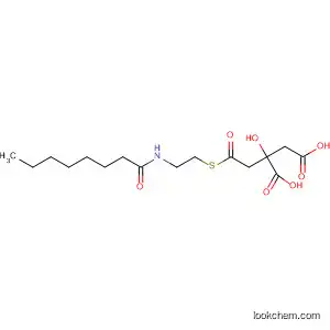 Molecular Structure of 72845-15-9 (Butanedioic acid,
2-hydroxy-2-[2-oxo-2-[[2-[(1-oxooctyl)amino]ethyl]thio]ethyl]-)