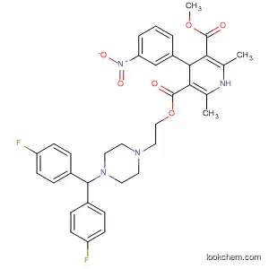 Molecular Structure of 89226-54-0 (3,5-Pyridinedicarboxylic acid,
1,4-dihydro-2,6-dimethyl-4-(3-nitrophenyl)-,
2-[4-[bis(4-fluorophenyl)methyl]-1-piperazinyl]ethyl methyl ester)