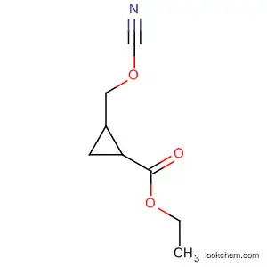 Molecular Structure of 90035-37-3 (Cyclopropanecarboxylic acid, 2-(cyanohydroxymethyl)-, ethyl ester)
