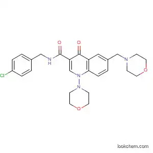 Molecular Structure of 281651-76-1 (N-(4-Chlorobenzyl)-1-(4-morpholinyl)-6-(morpholin-4-ylmethyl)-4-oxo-1,4-dihydroquinoline-3-carboxamide)