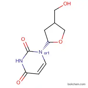 Molecular Structure of 133725-49-2 (2,4(1H,3H)-Pyrimidinedione,
1-[tetrahydro-4-(hydroxymethyl)-2-furanyl]-, trans-)