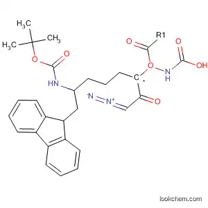 Molecular Structure of 203854-38-0 (Carbamic acid,
[(1S)-1-(diazoacetyl)-5-[[(1,1-dimethylethoxy)carbonyl]amino]pentyl]-,
9H-fluoren-9-ylmethyl ester)