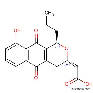 1H-Naphtho[2,3-c]pyran-3-acetic acid,
3,4,5,10-tetrahydro-9-hydroxy-5,10-dioxo-1-propyl-, (1R,3S)-rel-