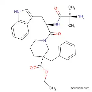 Molecular Structure of 170842-48-5 (1-[2(R)-(2-Amino-2-methylpropionamido)-3-(3-indolyl)propionyl]-3(S)-benzylpiperidine-3-carboxylic acid ethyl ester)