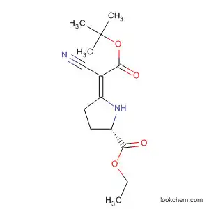 Molecular Structure of 502509-63-9 (L-Proline, 5-[1-cyano-2-(1,1-dimethylethoxy)-2-oxoethylidene]-, ethyl
ester, (5Z)-)