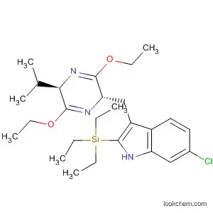 Molecular Structure of 808145-70-2 (1H-Indole,
6-chloro-3-[[(2S,5R)-3,6-diethoxy-2,5-dihydro-5-(1-methylethyl)pyrazinyl
]methyl]-2-(triethylsilyl)-)
