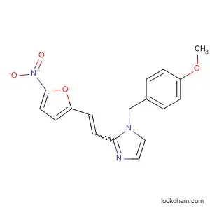 Molecular Structure of 61959-56-6 (1H-Imidazole,
1-[(4-methoxyphenyl)methyl]-2-[2-(5-nitro-2-furanyl)ethenyl]-)