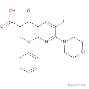 Molecular Structure of 100426-72-0 (6-FLUORO-4-OXO-1-PHENYL-7-PIPERAZIN-1-YL-1,4-DIHYDRO-[1,8]NAPHTHYRIDINE-3-CARBOXYLIC ACID)