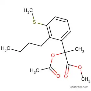 Molecular Structure of 63608-59-3 (α-Acetyloxy-β-butyl-α-(methylthio)benzenepropionic acid methyl ester)