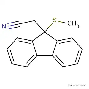 Molecular Structure of 112270-23-2 (9H-Fluorene-9-acetonitrile, 9-(methylthio)-)