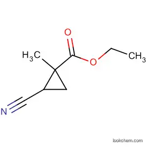 Molecular Structure of 142653-22-3 (Cyclopropanecarboxylic acid, 2-cyano-1-methyl-, ethyl ester, trans- (9CI))