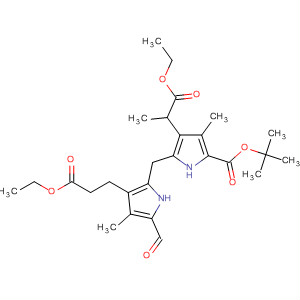 Molecular Structure of 102613-73-0 (1H-Pyrrole-3-propanoic acid,
5-[(1,1-dimethylethoxy)carbonyl]-2-[[3-(3-ethoxy-3-oxopropyl)-5-formyl-4
-methyl-1H-pyrrol-2-yl]methyl]-4-methyl-, ethyl ester)