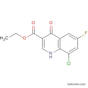 Molecular Structure of 185011-81-8 (3-Quinolinecarboxylic acid, 8-chloro-6-fluoro-1,4-dihydro-4-oxo-, ethyl
ester)