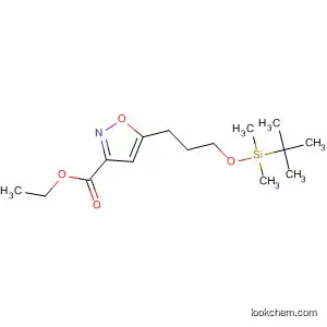 Molecular Structure of 188940-61-6 (3-Isoxazolecarboxylic acid,
5-[3-[[(1,1-dimethylethyl)dimethylsilyl]oxy]propyl]-, ethyl ester)