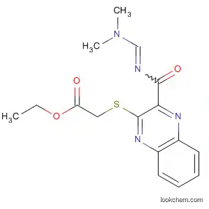Molecular Structure of 190333-98-3 (Acetic acid,
[[3-[[[(dimethylamino)methylene]amino]carbonyl]-2-quinoxalinyl]thio]-,
ethyl ester)
