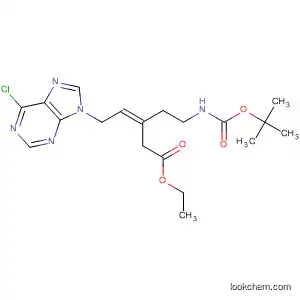 Molecular Structure of 192370-35-7 (3-Pentenoic acid,
5-(6-chloro-9H-purin-9-yl)-3-[2-[[(1,1-dimethylethoxy)carbonyl]amino]eth
yl]-, ethyl ester, (Z)-)