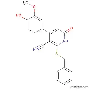 Molecular Structure of 330557-73-8 (2-(benzylsulfanyl)-4-(4-hydroxy-3-methoxyphenyl)-6-oxo-1,4,5,6-tetrahydro-3-pyridinecarbonitrile)