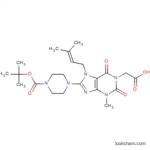 Molecular Structure of 586408-11-9 (1H-Purine-1-acetic acid,
8-[4-[(1,1-dimethylethoxy)carbonyl]-1-piperazinyl]-2,3,6,7-tetrahydro-3-
methyl-7-(3-methyl-2-butenyl)-2,6-dioxo-)