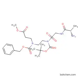 Molecular Structure of 677028-34-1 (Glycinamide,
N-[(1,1-dimethylethoxy)carbonyl]-L-alanyl-N-[2-[(3-methoxy-3-oxopropyl)
[(phenylmethoxy)carbonyl]amino]ethyl]-)
