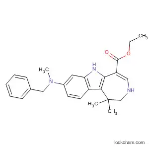 Molecular Structure of 629662-64-2 (Azepino[4,5-b]indole-5-carboxylic acid, 1,2,3,6-tetrahydro-1,1-dimethyl-8-[methyl(phenylmethyl)amino]-, ethyl ester)