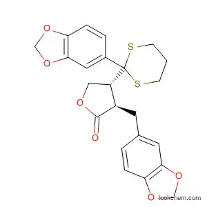 Molecular Structure of 877438-74-9 (2(3H)-Furanone,
4-[2-(1,3-benzodioxol-5-yl)-1,3-dithian-2-yl]-3-(1,3-benzodioxol-5-ylmeth
yl)dihydro-, (3R,4R)-)