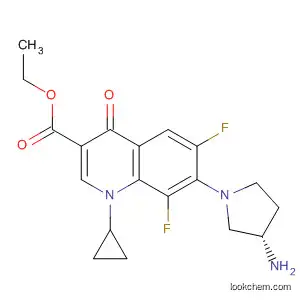 Molecular Structure of 122536-80-5 (3-Quinolinecarboxylic acid,
7-(3-amino-1-pyrrolidinyl)-1-cyclopropyl-6,8-difluoro-1,4-dihydro-4-oxo-,
ethyl ester, (S)-)