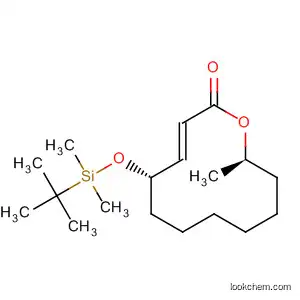 Molecular Structure of 124887-11-2 (Oxacyclododec-3-en-2-one,
5-[[(1,1-dimethylethyl)dimethylsilyl]oxy]-12-methyl-, (3E,5S,12R)-)