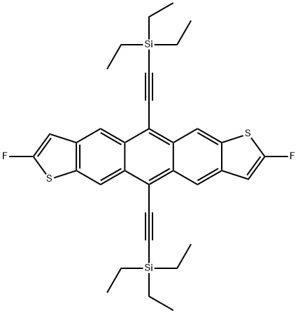 Molecular Structure of 1015071-21-2 (2,8-difluoro-5,11-bis(triethylsilylethynyl)anthradithiophene)