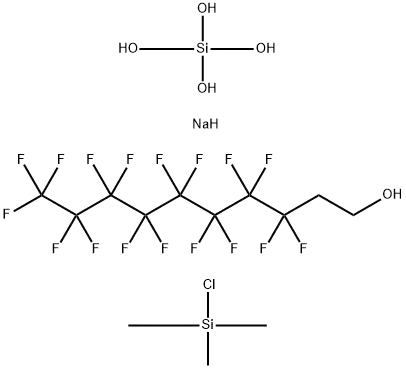 규산 (H4SiO4),이 나트륨 염, 클로로 트리메틸 실란 및 3,3,4,4,5,5,6,6,7,7,8,8,9,9,10,10,10- 헵타 데카 플루오로-와의 반응 생성물 1- 데칸 올