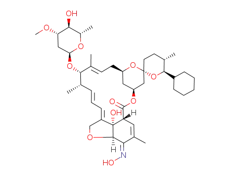 Molecular Structure of 165108-07-6 (Avermectin A1a, 25-cyclohexyl-4-O-de(2,6-dideoxy-3-O-methyl-.alpha.-L-arabino-hexopyranosyl)-5-demethoxy-25-de(1-methylpropyl)-22,23-dihydro-5-(hydroxyimino)-)