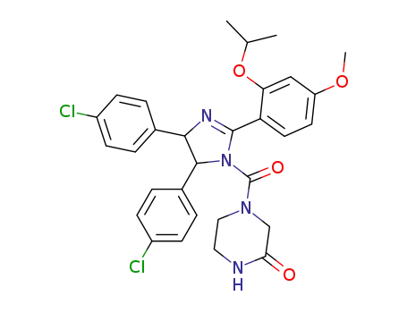 Molecular Structure of 675576-98-4 (4-[[(4S,5R)-4,5-bis(4-chlorophenyl)-4,5-dihydro-2-[4-methoxy-2-(1-methylethoxy)phenyl]-1H-imidazol-1-yl]carbonyl]-2-Piperazinone)