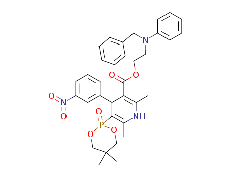 3-Pyridinecarboxylicacid,5-(5,5-dimethyl-2-oxido-1,3,2-dioxaphosphorinan-2-yl)-1,4-dihydro-2,6-dimethyl-4-(3-nitrophenyl)-,2-[phenyl(phenylmethyl)amino]ethyl ester